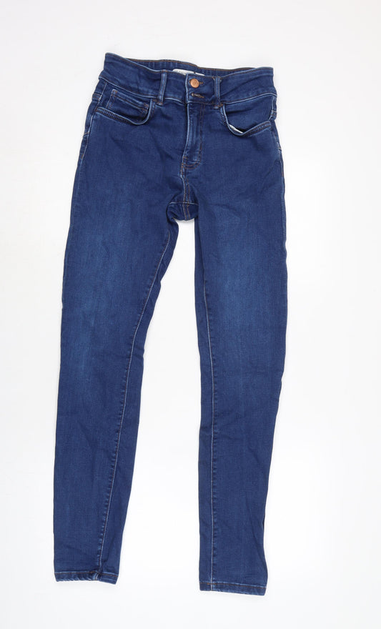 NEXT Womens Blue Cotton Blend Skinny Jeans Size 10 L30 in Regular Zip