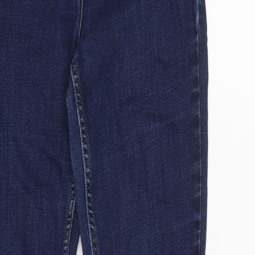 Marks and Spencer Womens Blue Cotton Blend Straight Jeans Size 8 L30 in Regular Zip