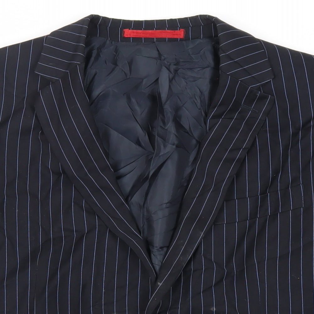 Burton Mens Black Striped Polyester Jacket Suit Jacket Size 38 Regular