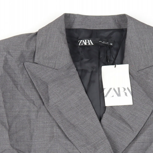 Zara Womens Grey Jacket Blazer Size L Button