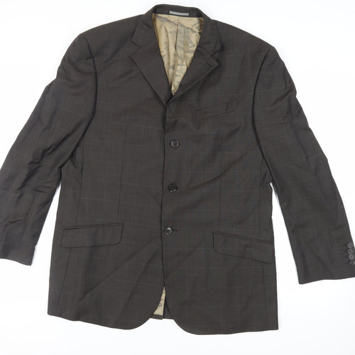 NEXT Mens Brown Check Wool Jacket Suit Jacket Size 44 Regular