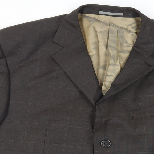 NEXT Mens Brown Check Wool Jacket Suit Jacket Size 44 Regular