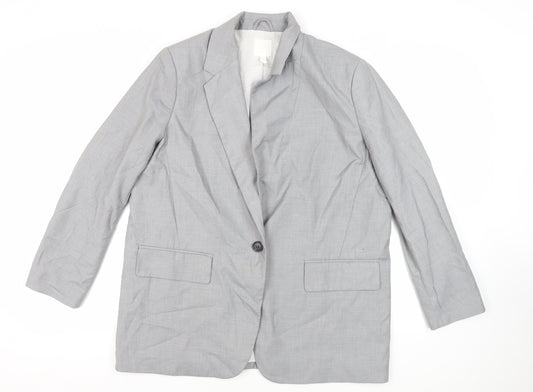 H&M Womens Grey Jacket Blazer Size L Button