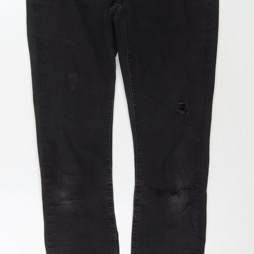 Denim & Co. Womens Black Cotton Cropped Jeans Size 8 L26 in Regular Zip