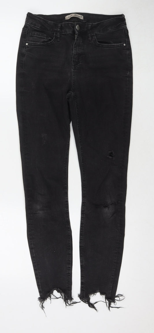 Denim & Co. Womens Black Cotton Cropped Jeans Size 8 L26 in Regular Zip