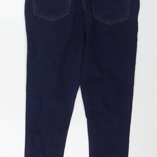 Marks and Spencer Womens Blue Cotton Skinny Jeans Size 12 L25 in Regular Zip