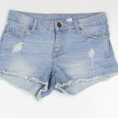 Divided by H&M Womens Blue Cotton Cut-Off Shorts Size 6 L4 in Regular Zip