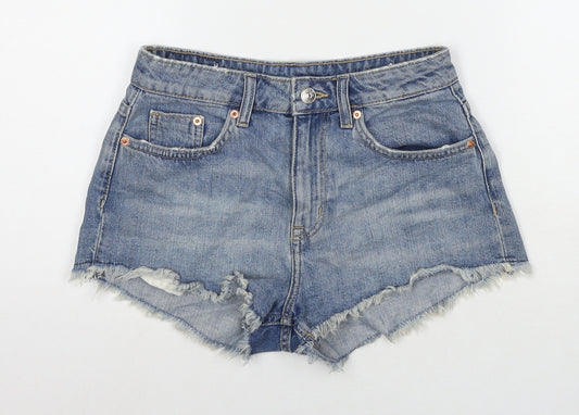 Divided by H&M Womens Blue Cotton Cut-Off Shorts Size 8 L3 in Regular Zip