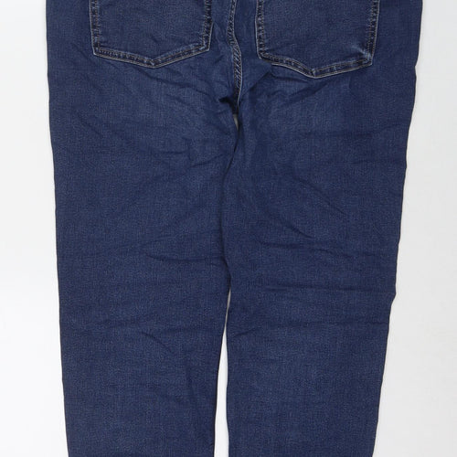 Marks and Spencer Womens Blue Cotton Skinny Jeans Size 16 L26 in Regular Zip