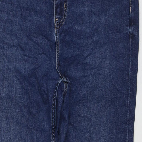 Marks and Spencer Womens Blue Cotton Skinny Jeans Size 16 L26 in Regular Zip