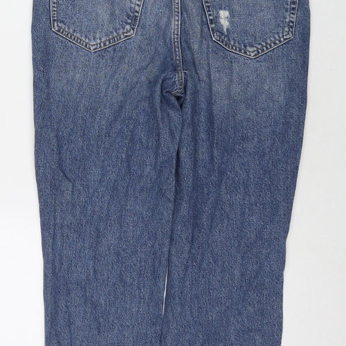 River Island Womens Blue Cotton Mom Jeans Size 10 L20.5 in Regular Zip