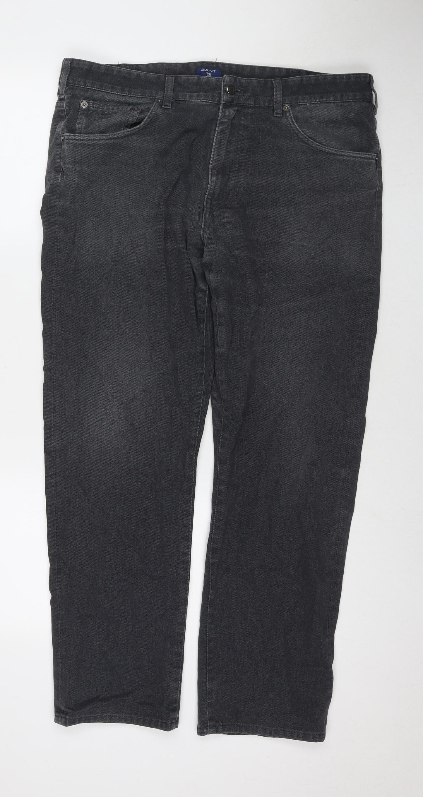 GANT Mens Grey Cotton Straight Jeans Size 36 in L30 in Regular Zip