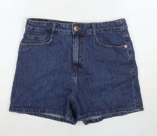 George Womens Blue Cotton Mom Shorts Size 12 L3 in Regular Zip