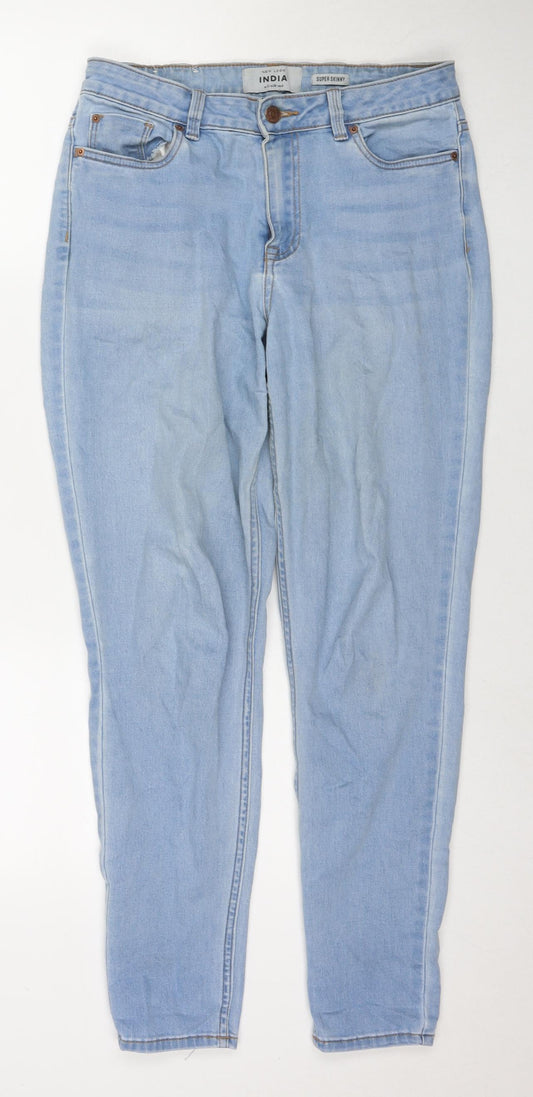 New Look Womens Blue Cotton Skinny Jeans Size 10 L28 in Regular Zip