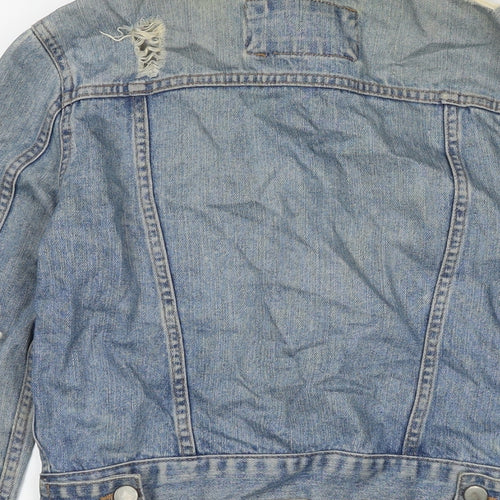 ASOS Womens Blue Jacket Size 10 Zip - Distressed