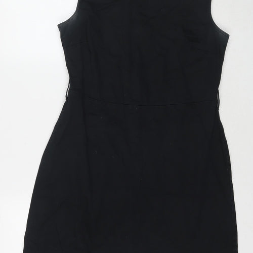 F&F Womens Black Cotton A-Line Size 12 Round Neck Zip