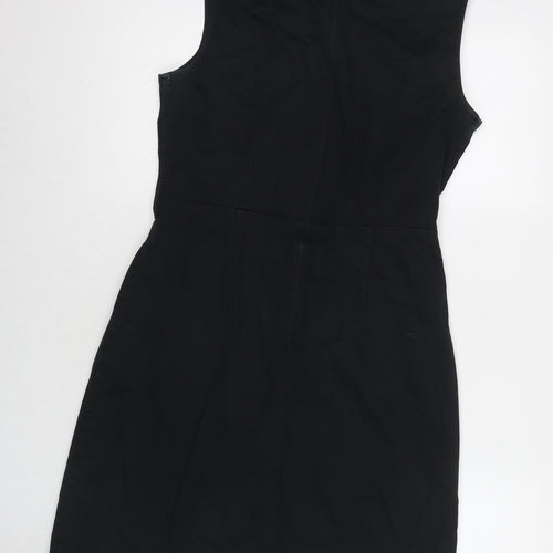 F&F Womens Black Cotton A-Line Size 12 Round Neck Zip