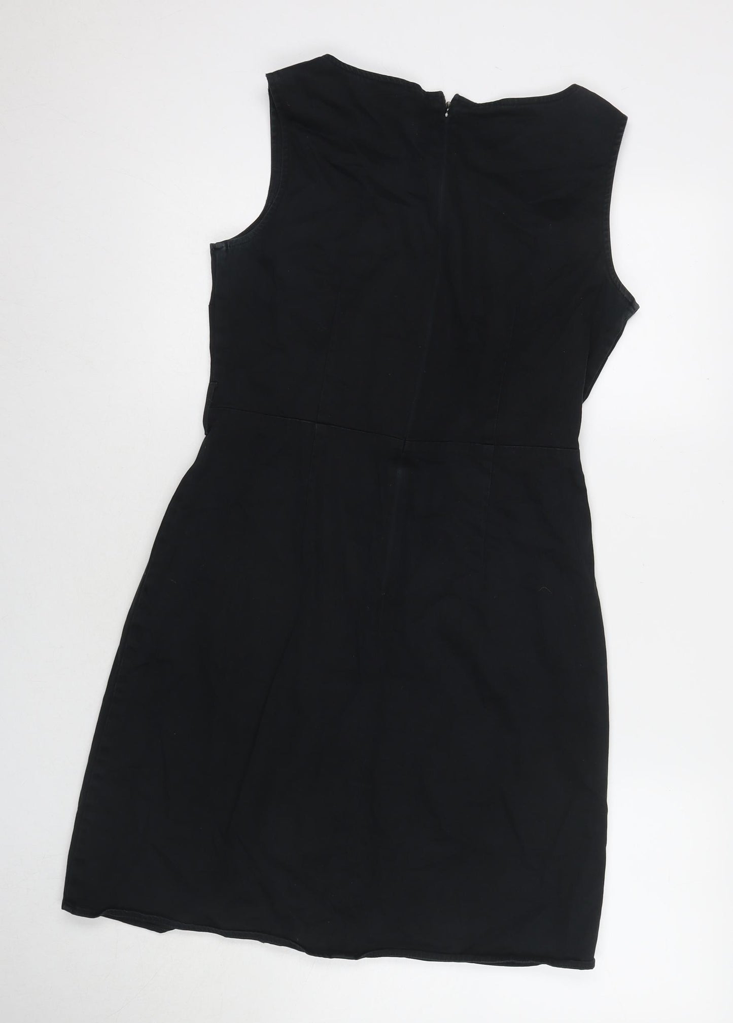 F&F Womens Black Cotton A-Line Size 12 Round Neck Zip