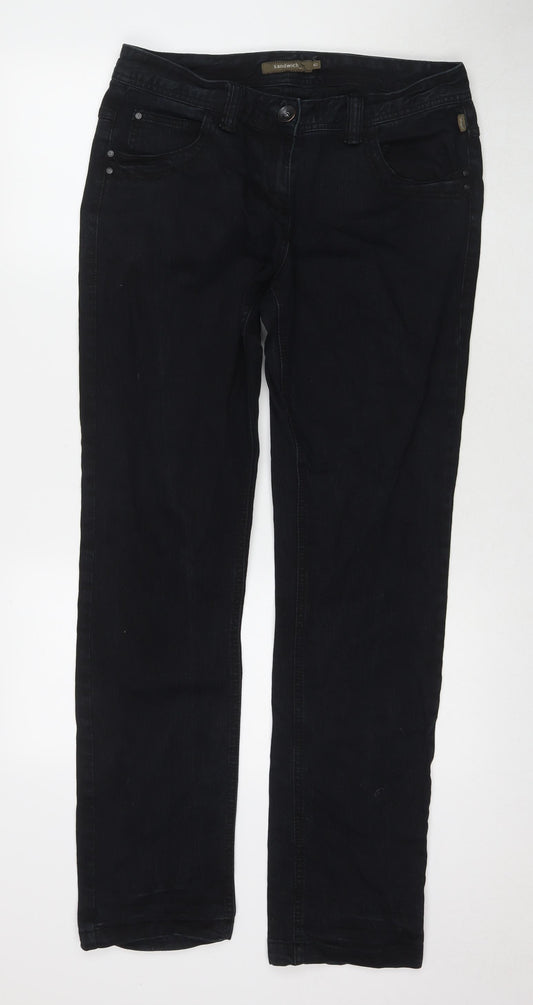 Sandwich Womens Black Cotton Straight Jeans Size 14 L32 in Regular Zip