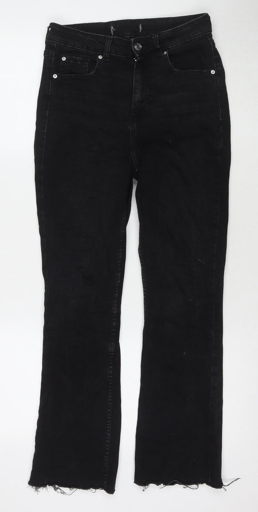 Denim & Co. Womens Black Cotton Straight Jeans Size 10 L27 in Regular Zip