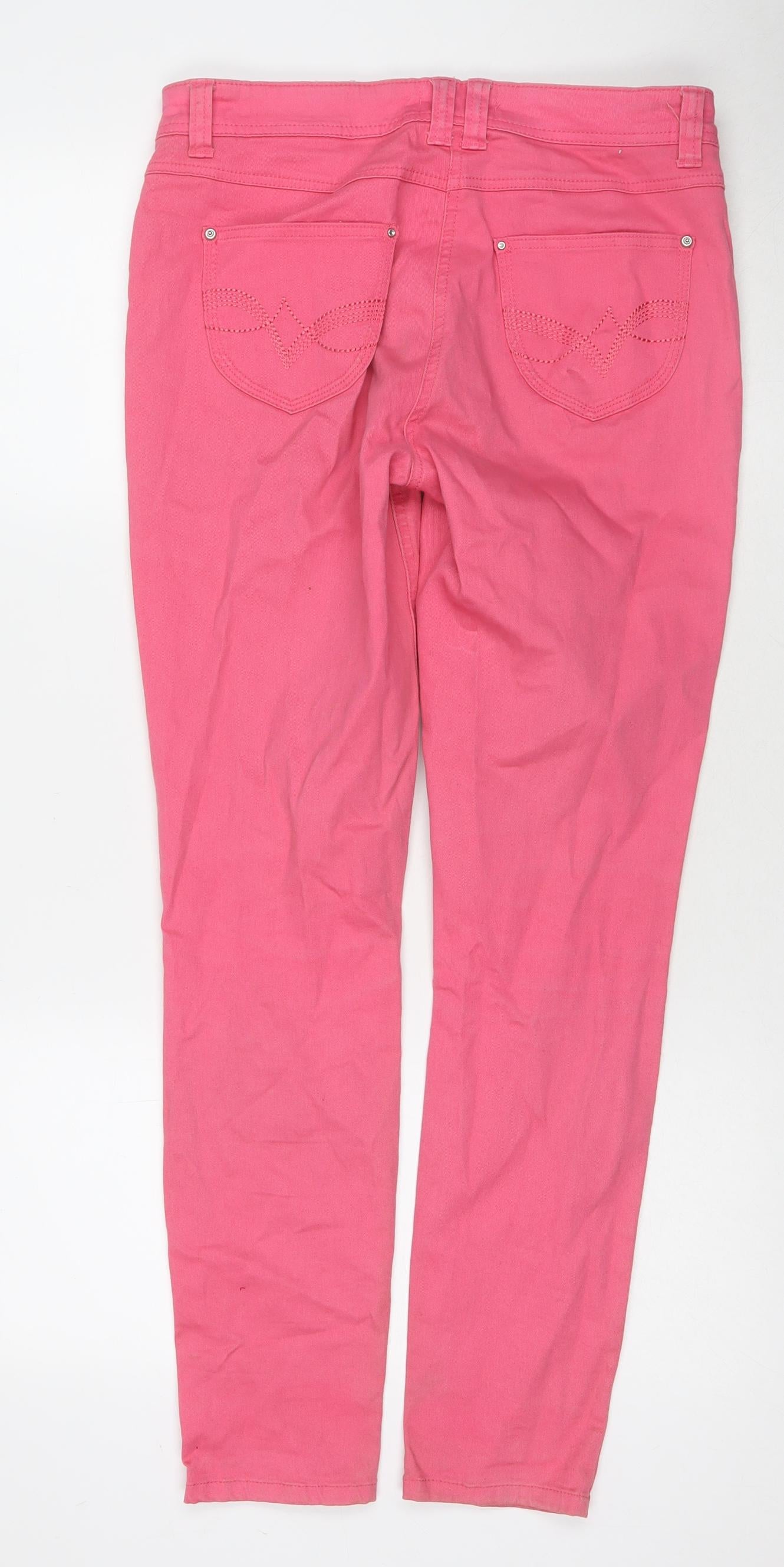 George Womens Pink Cotton Skinny Jeans Size 12 L29 in Regular Zip