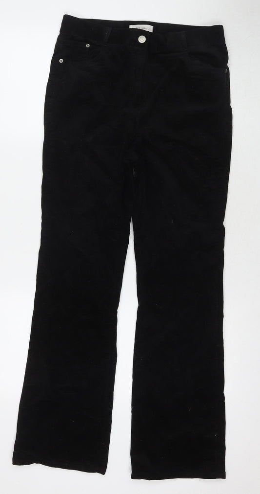 Per Una Womens Black Cotton Bootcut Jeans Size 12 L30 in Regular Zip