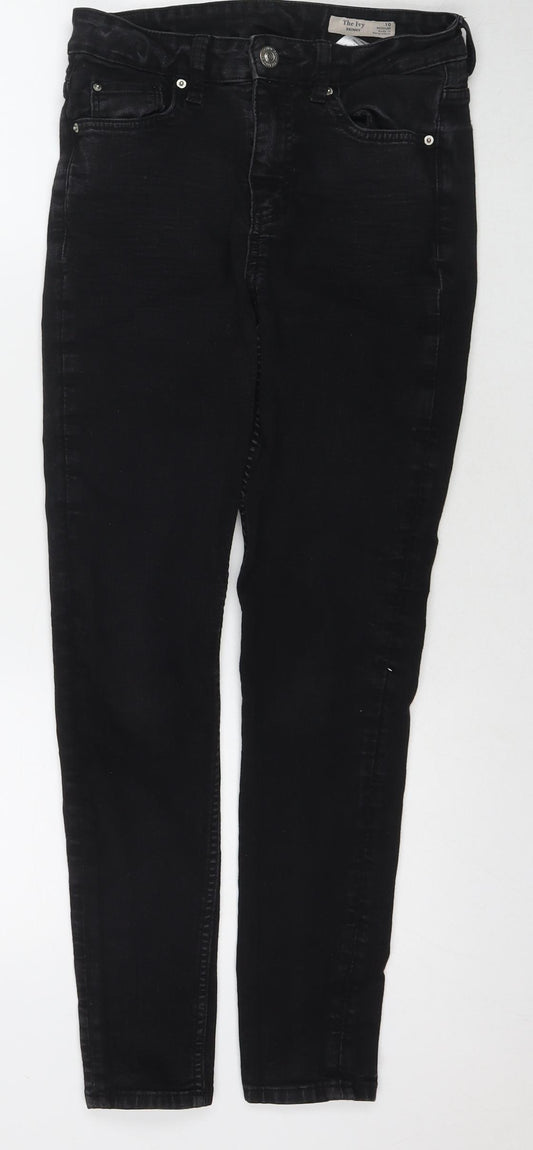 Marks and Spencer Womens Blue Cotton Skinny Jeans Size 10 L27 in Regular Zip