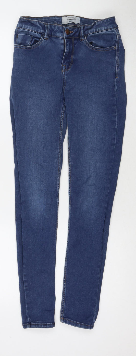 New Look Womens Blue Cotton Skinny Jeans Size 10 L28 in Regular Zip