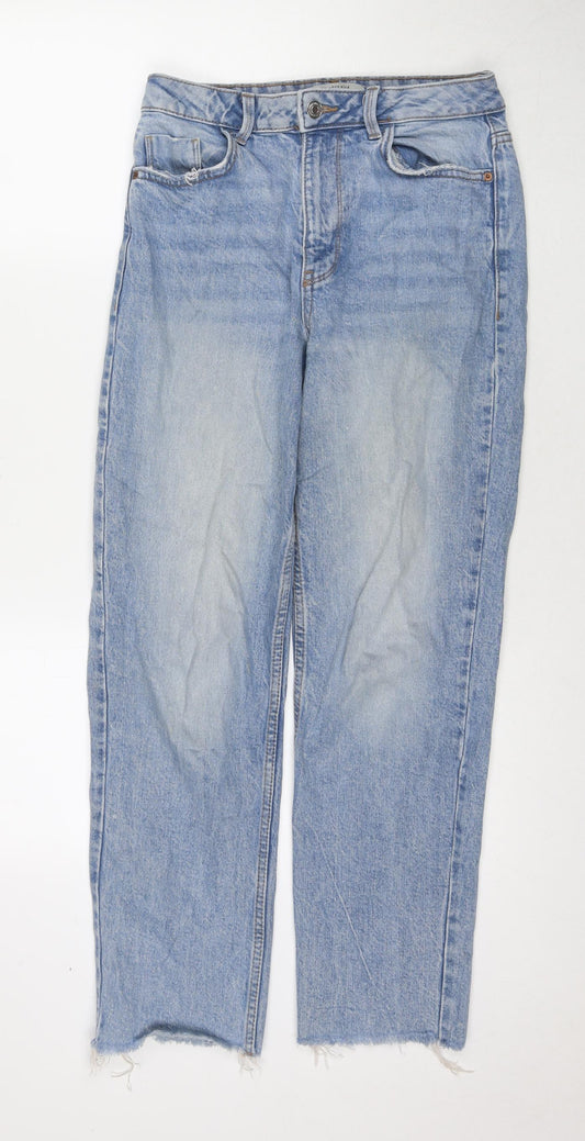 New Look Womens Blue Cotton Cropped Jeans Size 8 L27 in Regular Zip