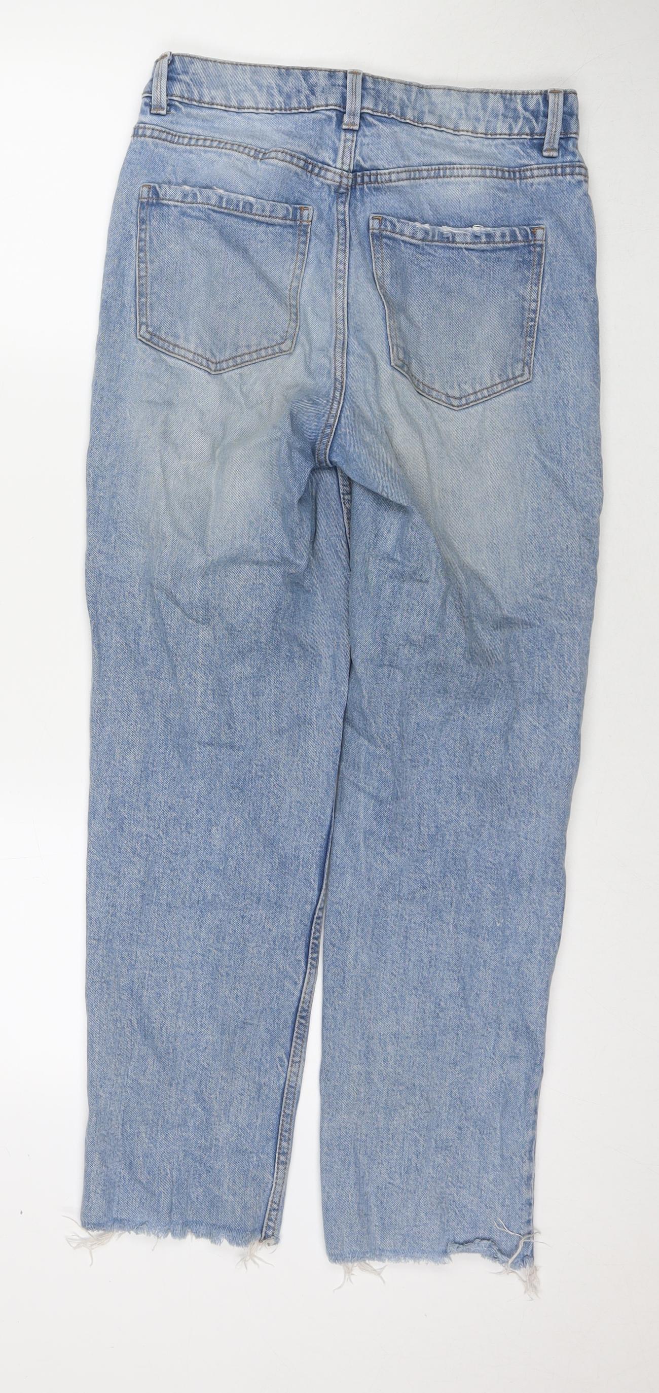 New Look Womens Blue Cotton Cropped Jeans Size 8 L27 in Regular Zip