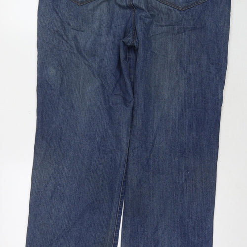 HANNAH Womens Blue Cotton Bootcut Jeans Size 14 L30 in Regular Zip