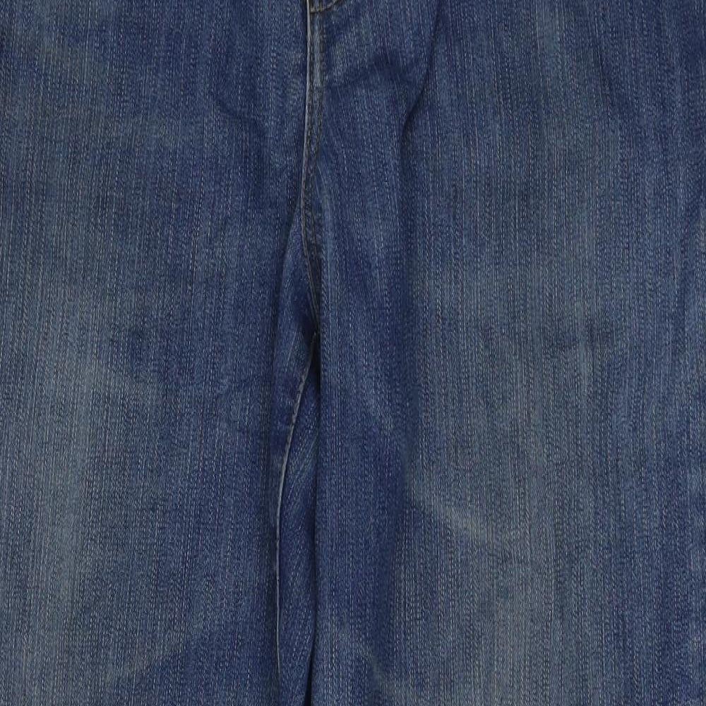 HANNAH Womens Blue Cotton Bootcut Jeans Size 14 L30 in Regular Zip