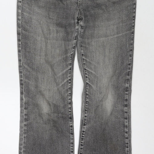 Per Una Womens Grey Cotton Bootcut Jeans Size 14 L30 in Regular Zip