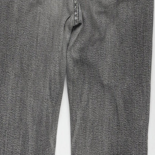 Per Una Womens Grey Cotton Bootcut Jeans Size 14 L30 in Regular Zip