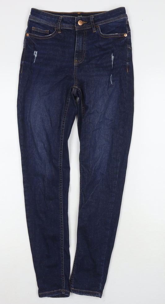 F&F Womens Blue Cotton Skinny Jeans Size 6 L27 in Regular Zip