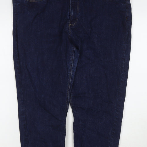 Denim Essentials Womens Blue Cotton Cropped Jeans Size 20 L21 in Regular Zip