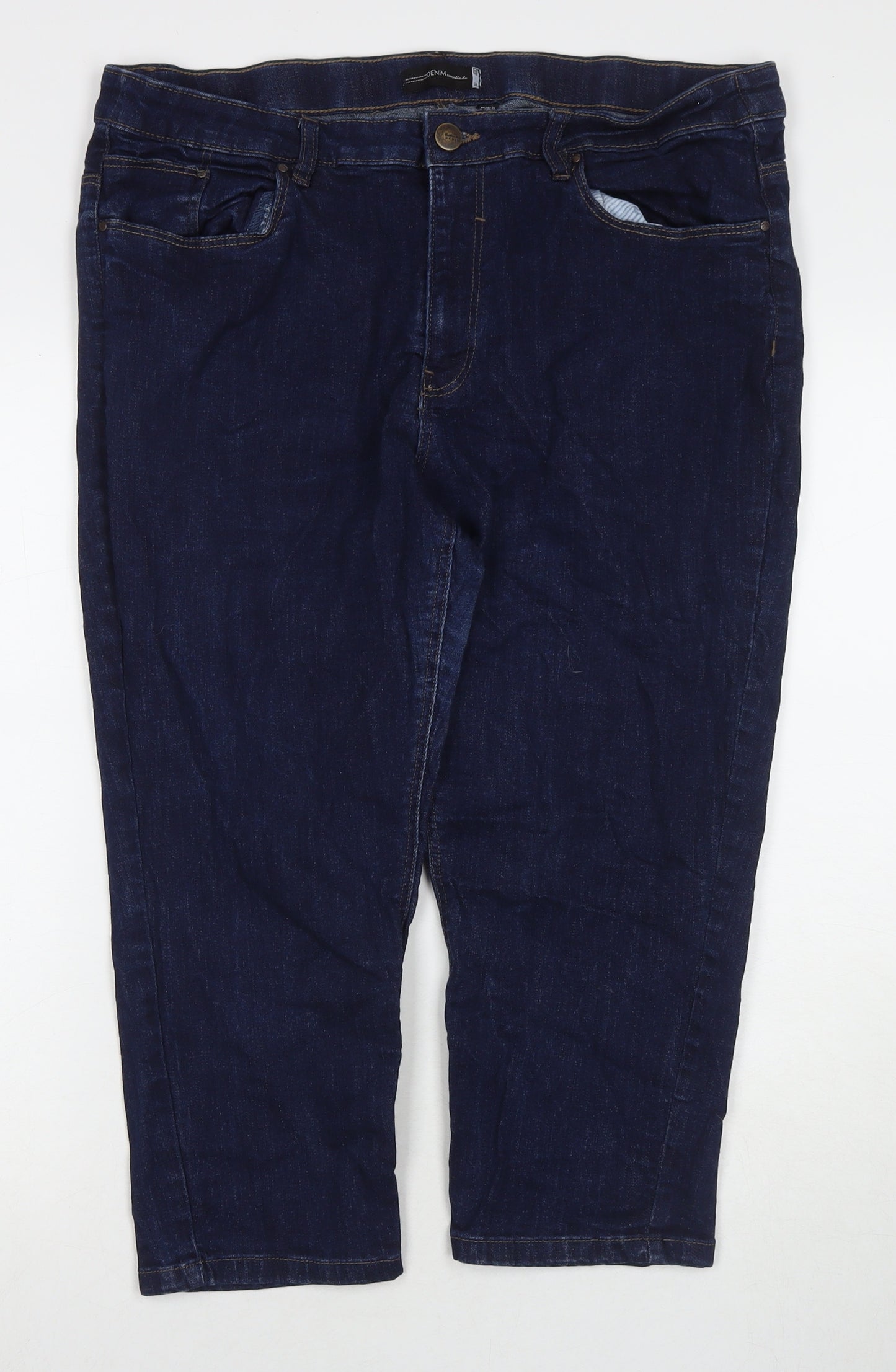 Denim Essentials Womens Blue Cotton Cropped Jeans Size 20 L21 in Regular Zip