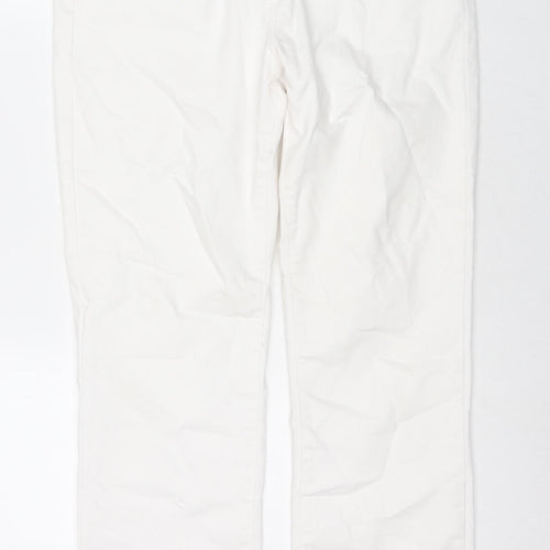 TU Womens White Cotton Straight Jeans Size 12 L28 in Slim Zip