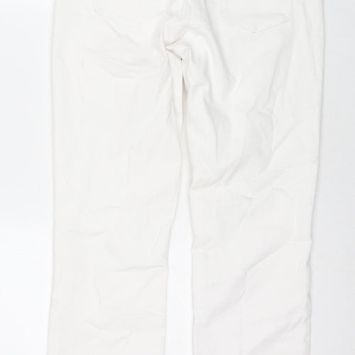 TU Womens White Cotton Straight Jeans Size 12 L28 in Slim Zip