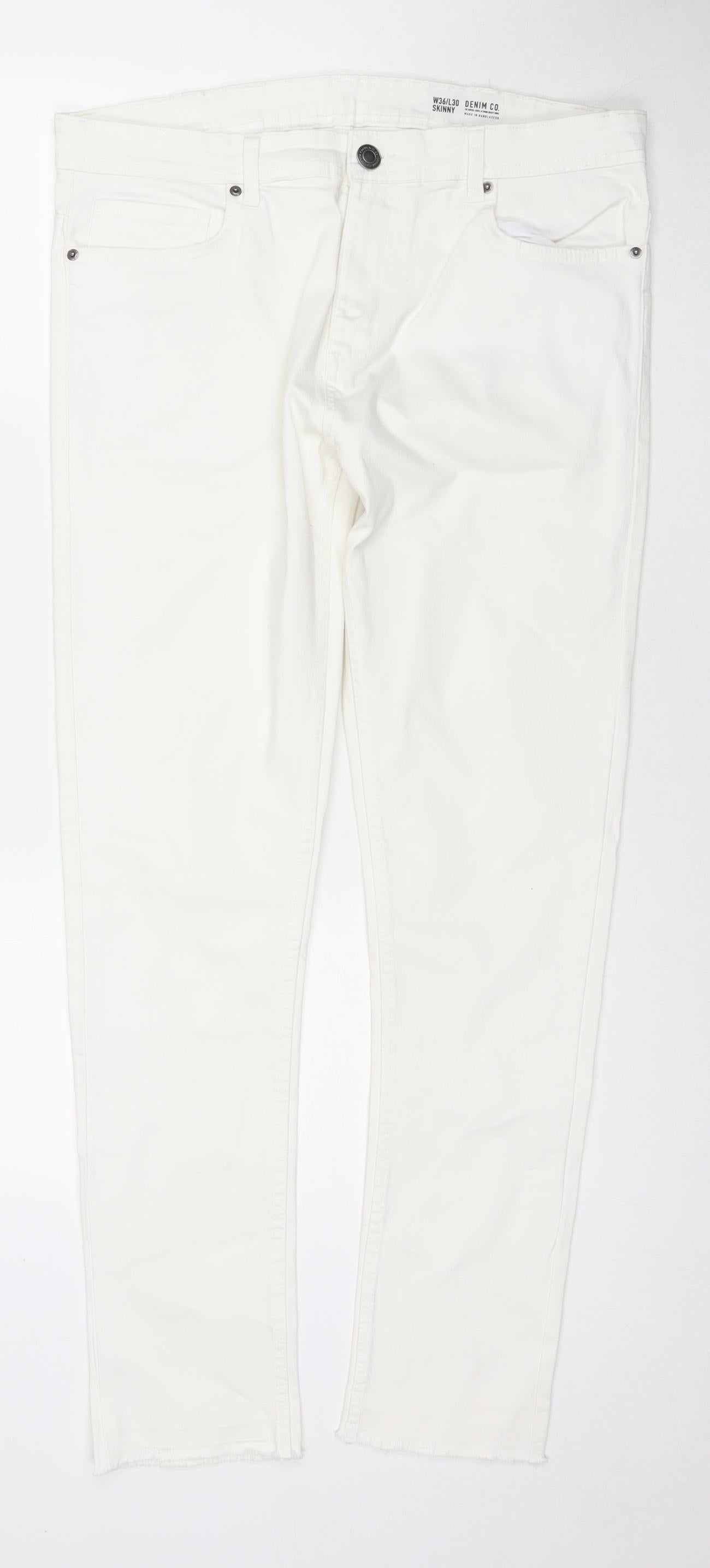 Denim & Co. Mens White Cotton Skinny Jeans Size 36 in L30 in Regular Zip