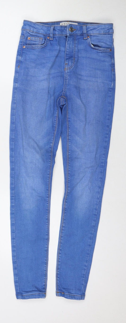 Denim & Co. Womens Blue Cotton Skinny Jeans Size 8 L27 in Regular Zip