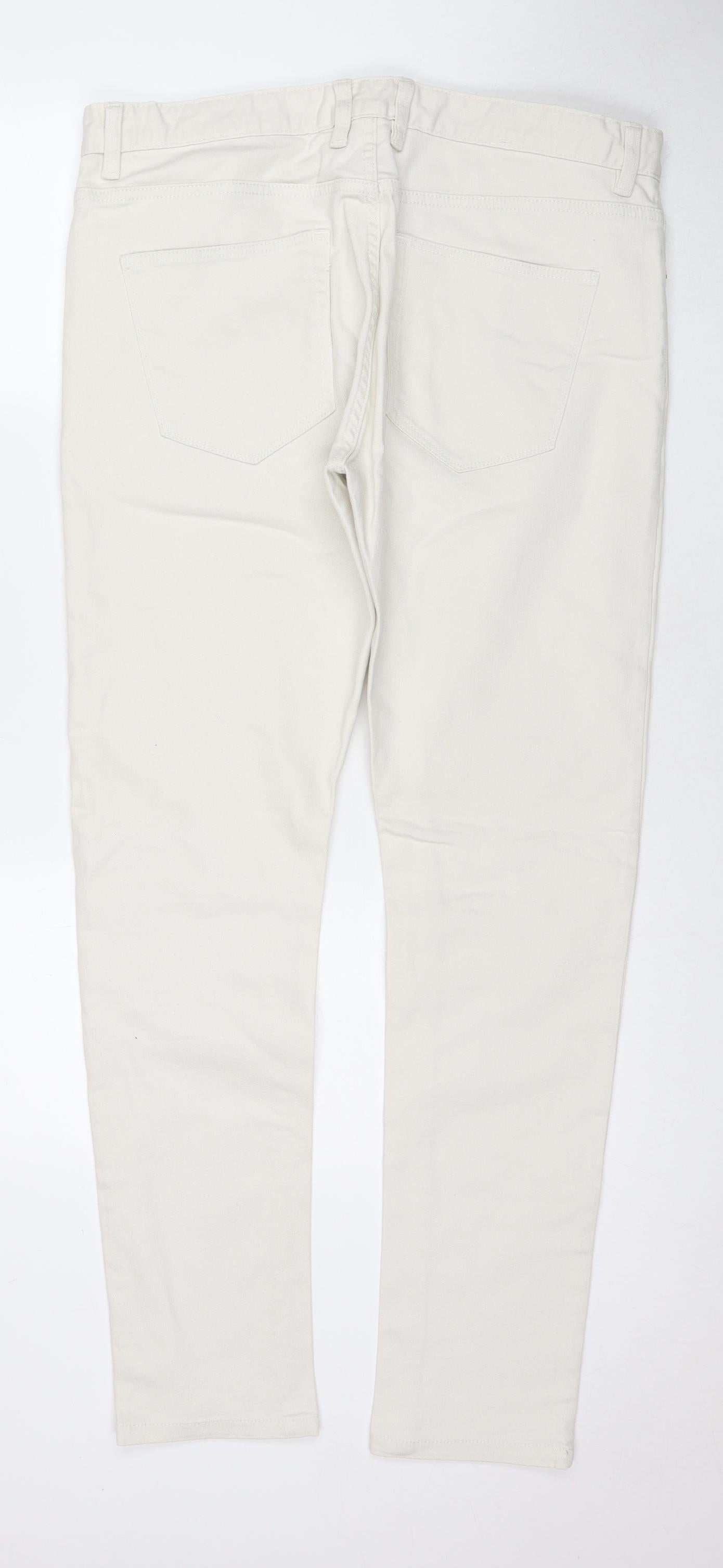 NEXT Mens White Cotton Skinny Jeans Size 36 in L31 in Regular Zip