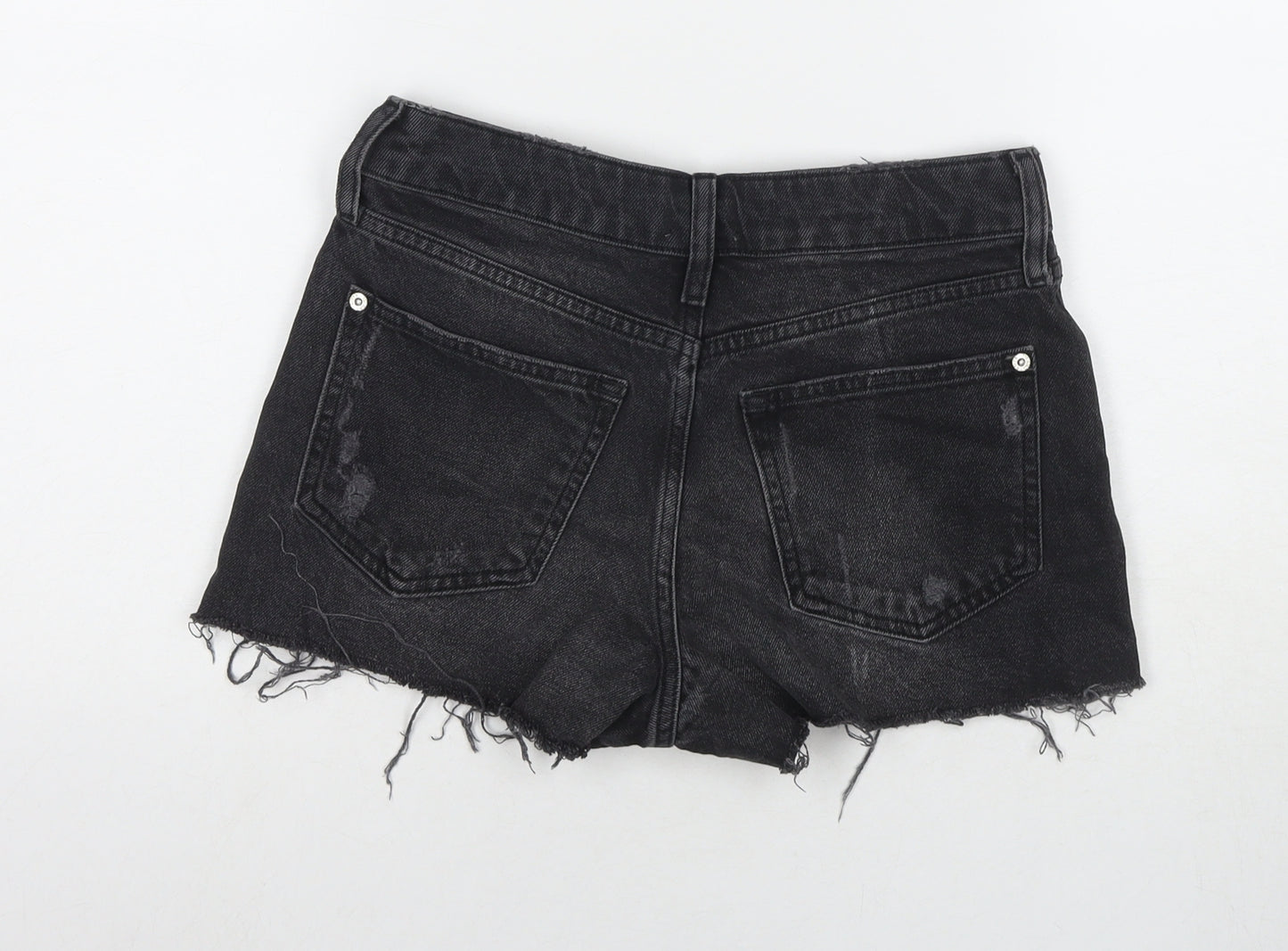 River Island Womens Black Cotton Hot Pants Shorts Size 8 L3 in Regular Zip