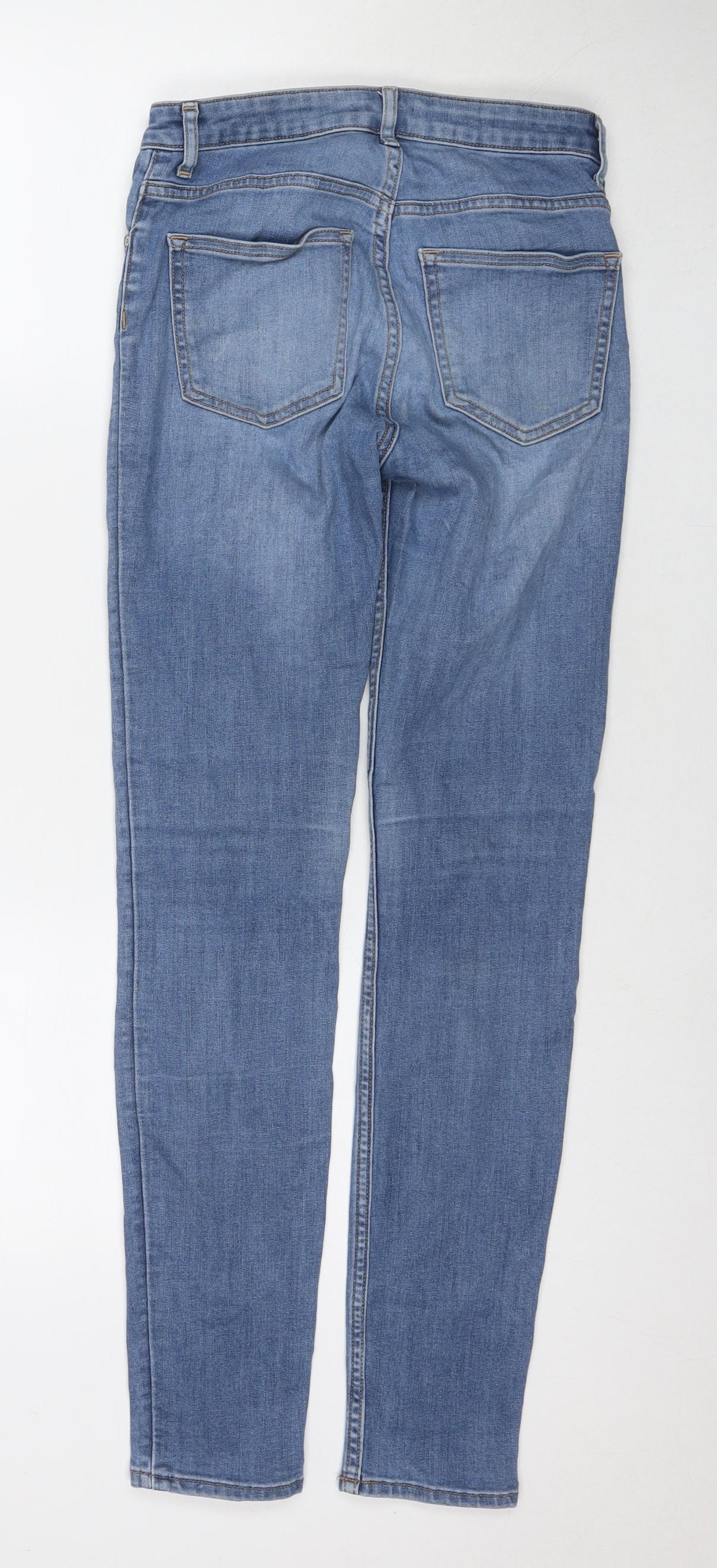 H&M Womens Blue Cotton Skinny Jeans Size 8 L29 in Regular Zip