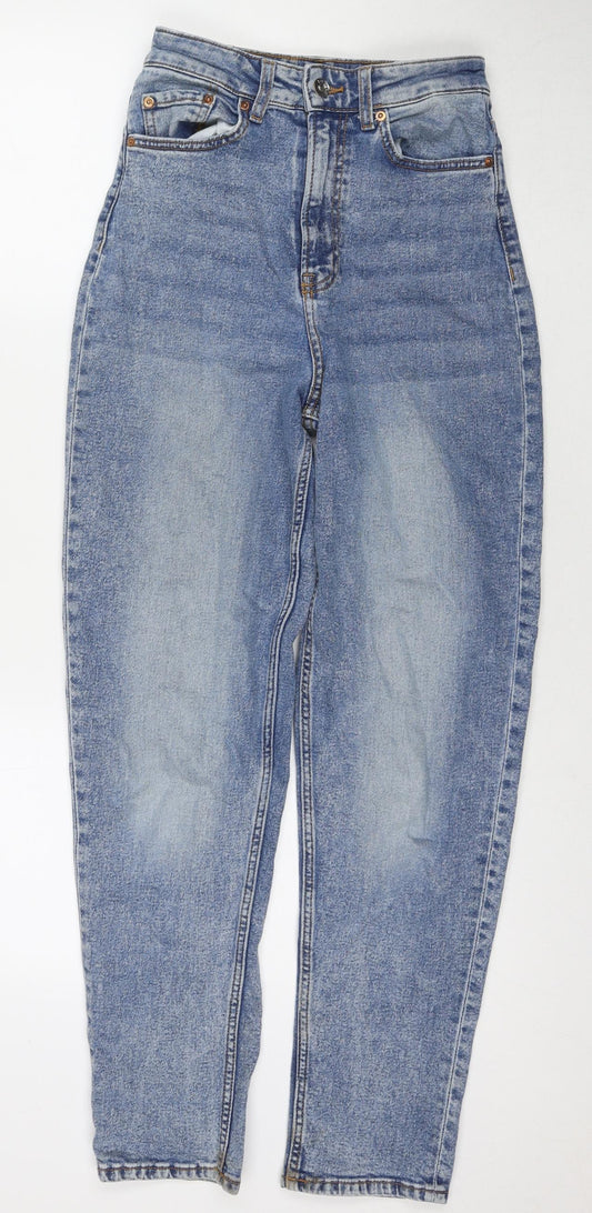 Divided by H&M Womens Blue Cotton Mom Jeans Size 6 L28 in Regular Zip