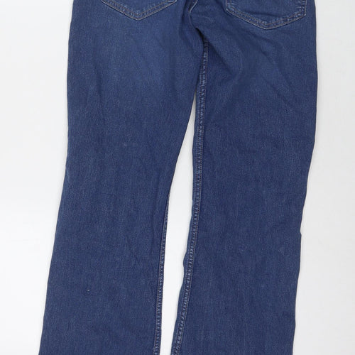 H&M Womens Blue Cotton Bootcut Jeans Size 8 L31 in Regular Zip