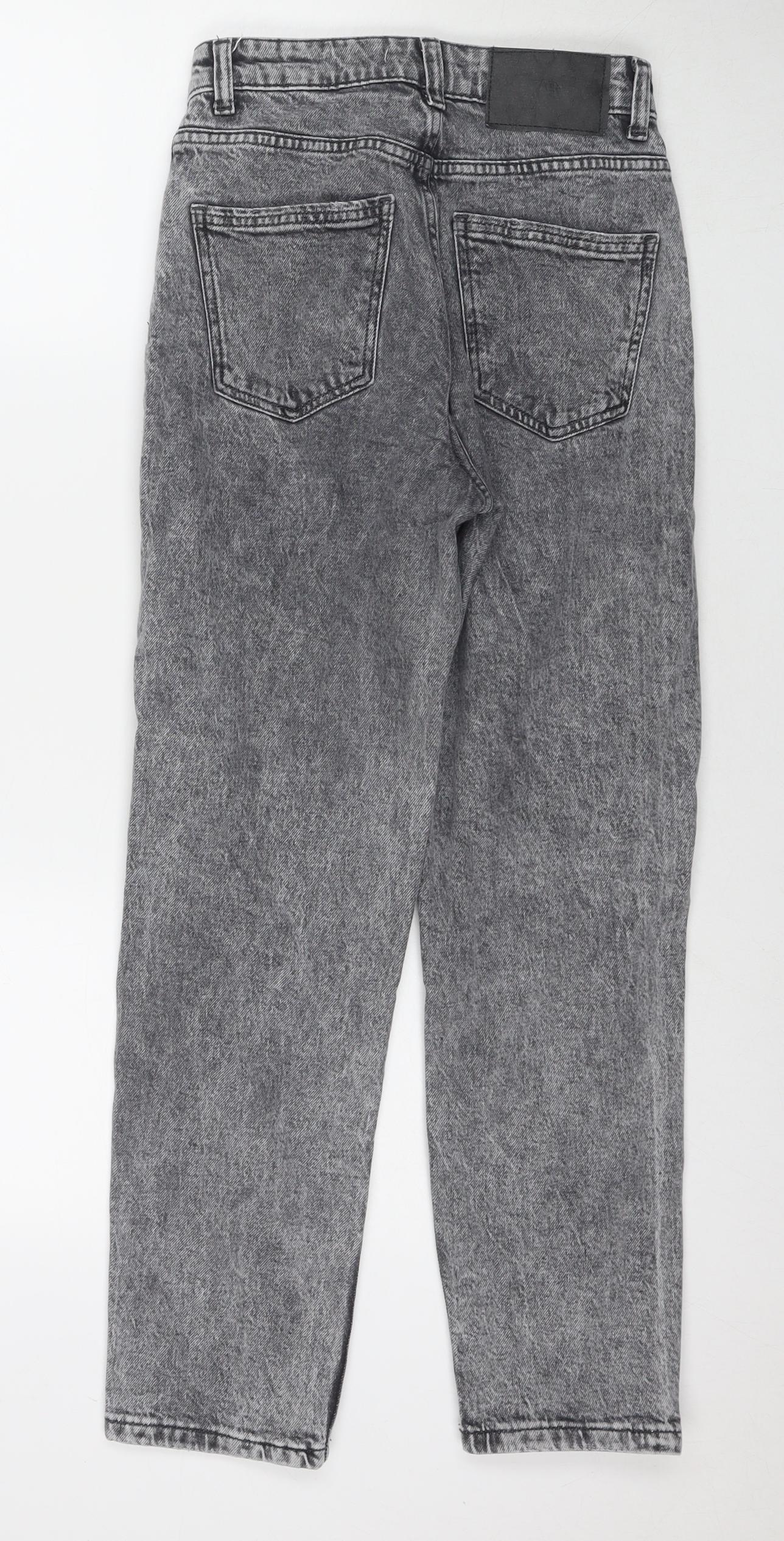 Zara Womens Grey Cotton Mom Jeans Size 6 L25 in Regular Zip