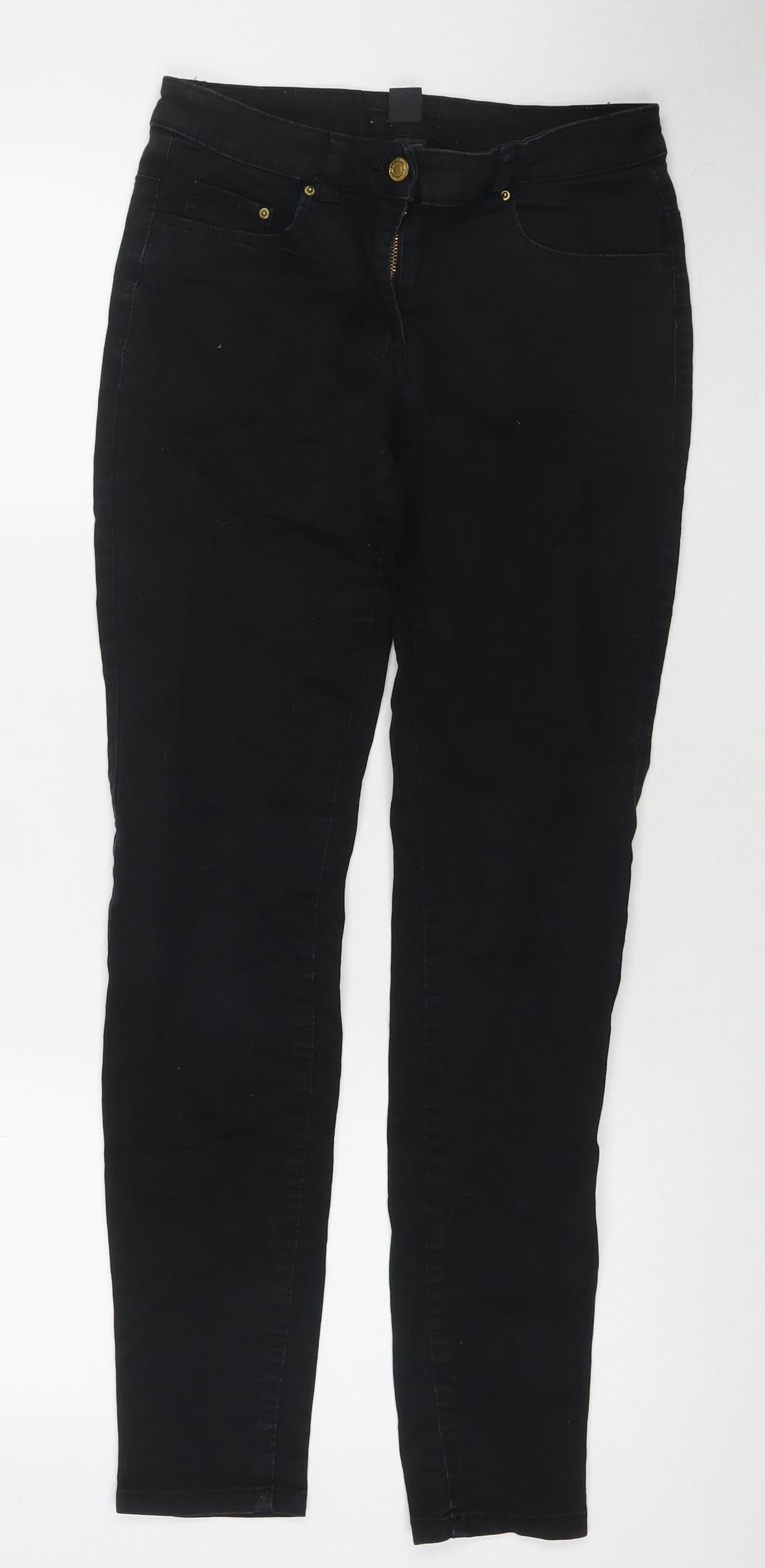 H&M Womens Black Cotton Skinny Jeans Size 8 L29 in Regular Zip