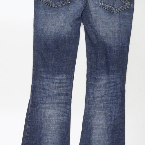 NEXT Womens Blue Cotton Bootcut Jeans Size 6 L30 in Regular Zip