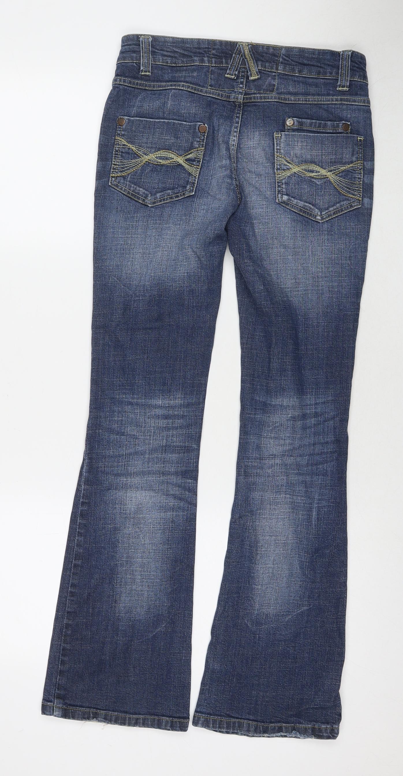 NEXT Womens Blue Cotton Bootcut Jeans Size 6 L30 in Regular Zip